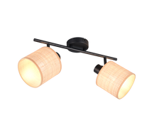 Barra 2 spots, fibre naturali e metallo nero, L 43 cm, Aimee