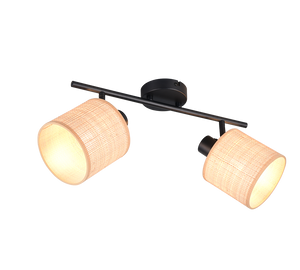 Barra 2 spots, fibre naturali e metallo nero, L 43 cm, Aimee