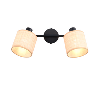 Barra 2 spots, fibre naturali e metallo nero, L 43 cm, Aimee