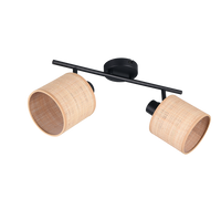 Barra 2 spots, fibre naturali e metallo nero, L 43 cm, Aimee