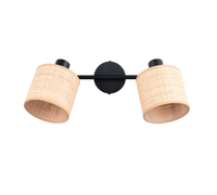 Barra 2 spots, fibre naturali e metallo nero, L 43 cm, Aimee