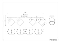 Barra 4 spots, fibre naturali e metallo nero, L 88 cm, Aimee