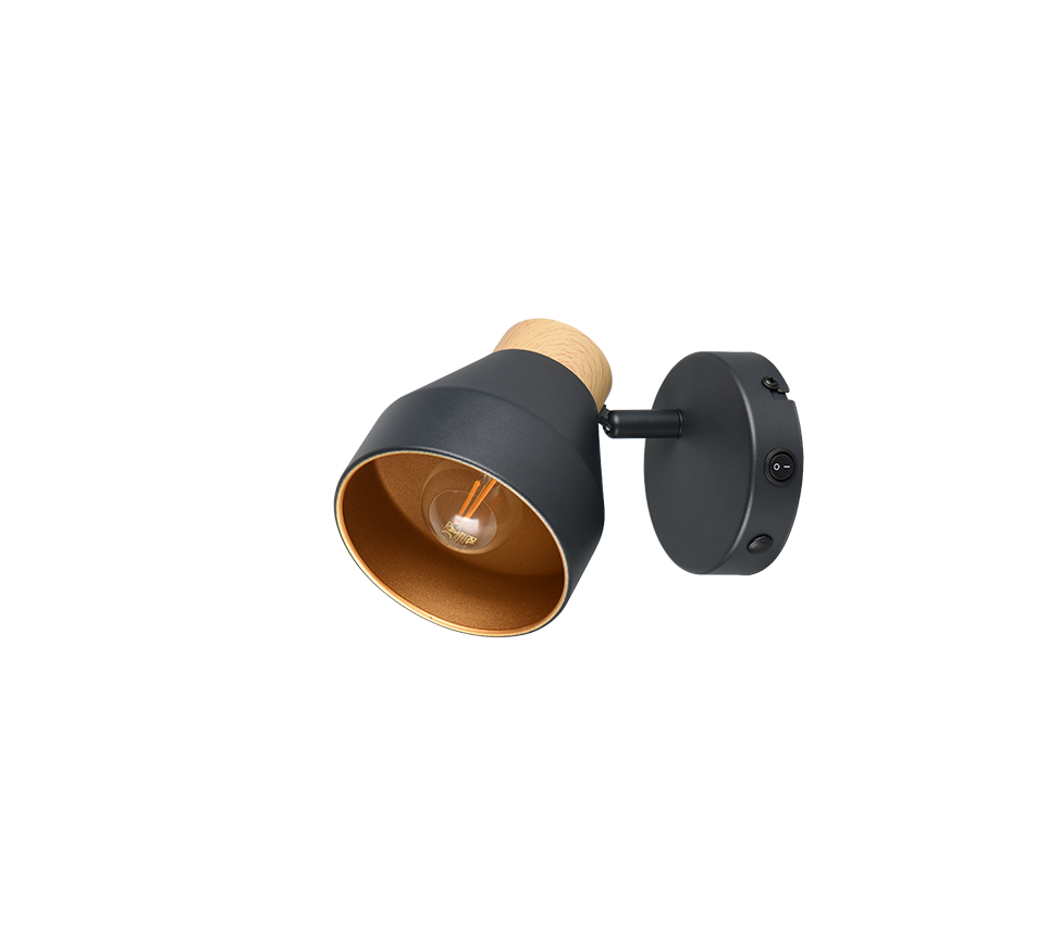 Faretto, metallo, nero opaco, 14x19x11 cm, Valentin