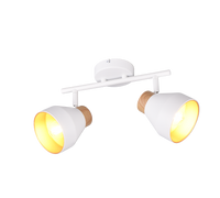 Barra 2 spots, metallo e legno, bianco e oro, L 32 cm, Valentin