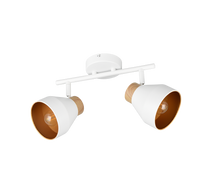 Barra 2 spots, metallo e legno, bianco e oro, L 32 cm, Valentin