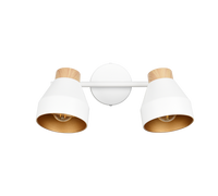 Barra 2 spots, metallo e legno, bianco e oro, L 32 cm, Valentin