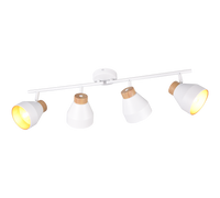 Barra 4 spots, metallo e legno, bianco e oro, L 72 cm, Valentin