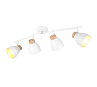 Barra 4 spots, metallo e legno, bianco e oro, L 72 cm, Valentin