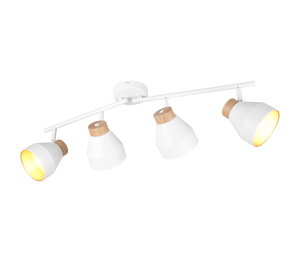 Barra 4 spots, metallo e legno, bianco e oro, L 72 cm, Valentin