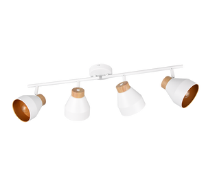 Barra 4 spots, metallo e legno, bianco e oro, L 72 cm, Valentin