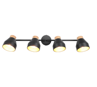 Barra 4 spots, metallo e legno, nero e oro, L 72 cm, Valentin
