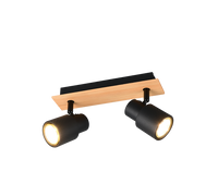 Barra 2 spots, metallo e legno, nero, L 31 cm, Pierre
