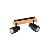 Barra 2 spots, metallo e legno, nero, L 31 cm, Pierre