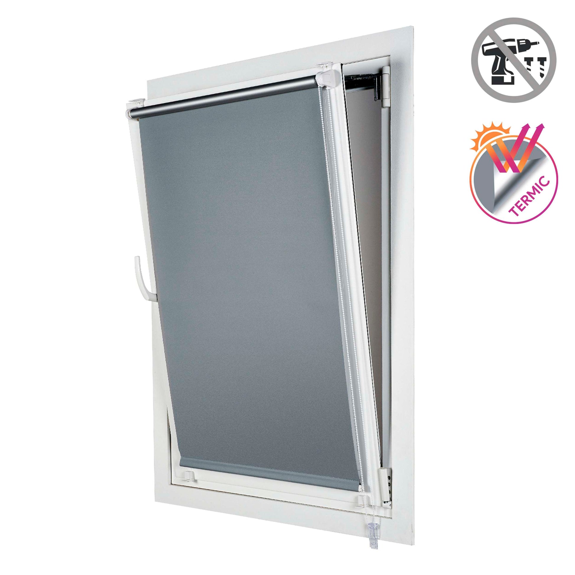 Tenda a Rullo Oscurante installazione senza foratura EasyFix Argento 150x180 cm