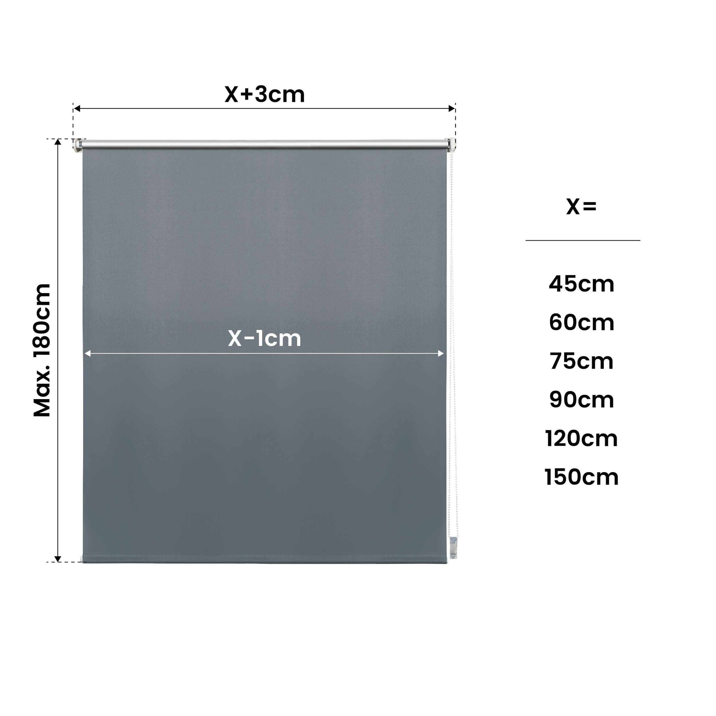 Tenda a Rullo Oscurante installazione senza foratura EasyFix Argento 150x180 cm