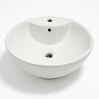 Lavabo d'appoggio ceramica bianco tondo lavandino arredo bagno cm 46x46x17