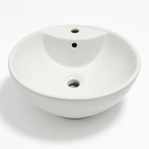 Lavabo d'appoggio ceramica bianco tondo lavandino arredo bagno cm 46x46x17