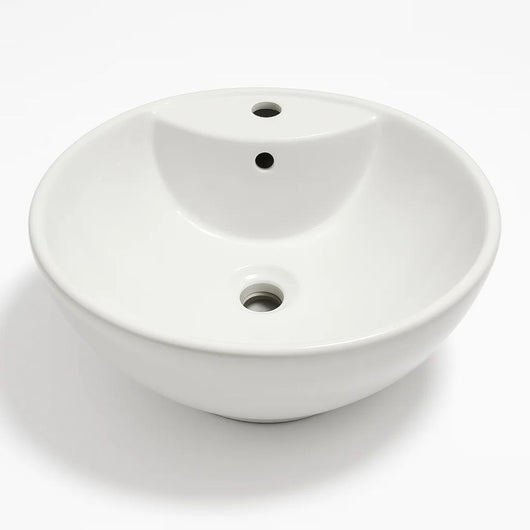 Lavabo d'appoggio ceramica bianco tondo lavandino arredo bagno cm 46x46x17