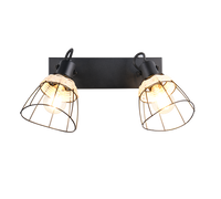 Barra 2 spots, rattan e metallo, naturale e nero, L 36 cm, Jerome