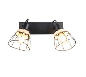 Barra 2 spots, rattan e metallo, naturale e nero, L 36 cm, Jerome