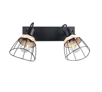 Barra 2 spots, rattan e metallo, naturale e nero, L 36 cm, Jerome