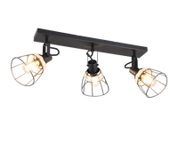 Barra 3 spots, rattan e metallo, naturale e nero, L 62 cm, Jerome