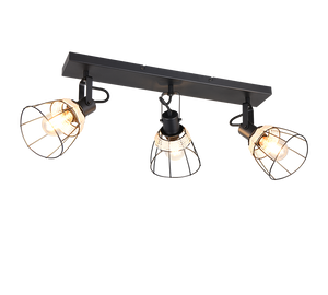 Barra 3 spots, rattan e metallo, naturale e nero, L 62 cm, Jerome