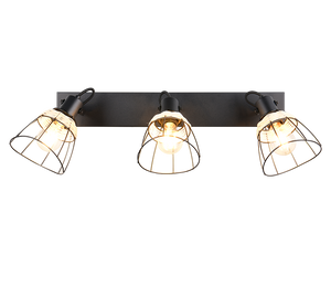 Barra 3 spots, rattan e metallo, naturale e nero, L 62 cm, Jerome