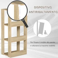 Libreria Scaffale in Legno a Parete con 3 Ripiani, Antiribaltamento, Piedini Antiscivolo, 40x29.2x87.9cm