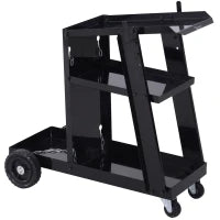 DURHAND Carrello Porta Utensili a 3 Ripiani con 2 Catene di Sicurezza, in Acciaio, 71x39x70 cm, Nero
