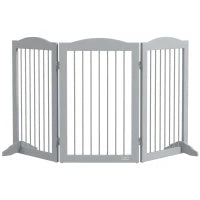 Barriera di Sicurezza per Cani per Scale e Porte Design Pieghevole e Supporto a Terra 154x30x80 cm Grigio