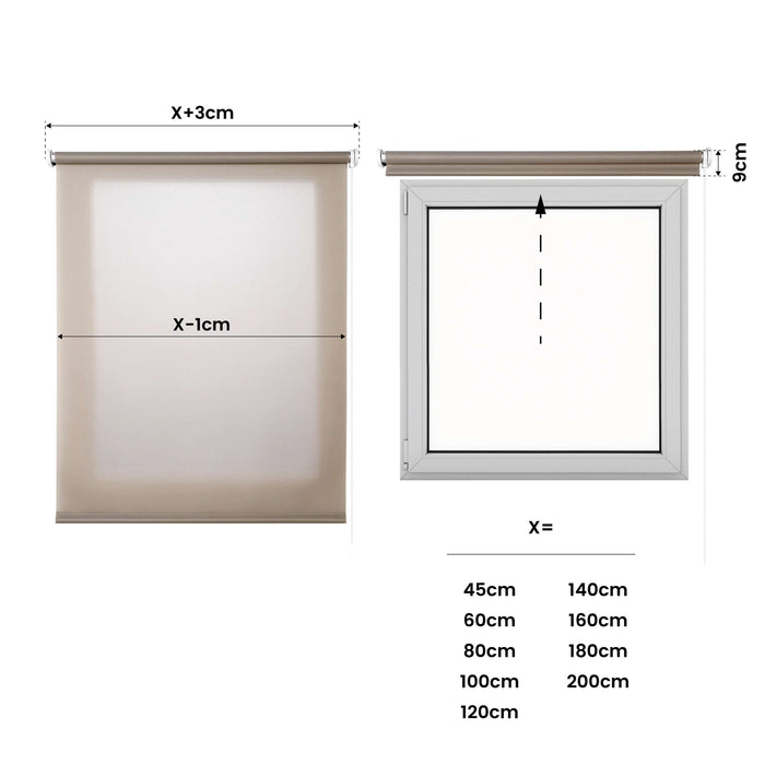 Tenda a Rullo Filtrante per finestre e porte Sabbia 180x180 cm