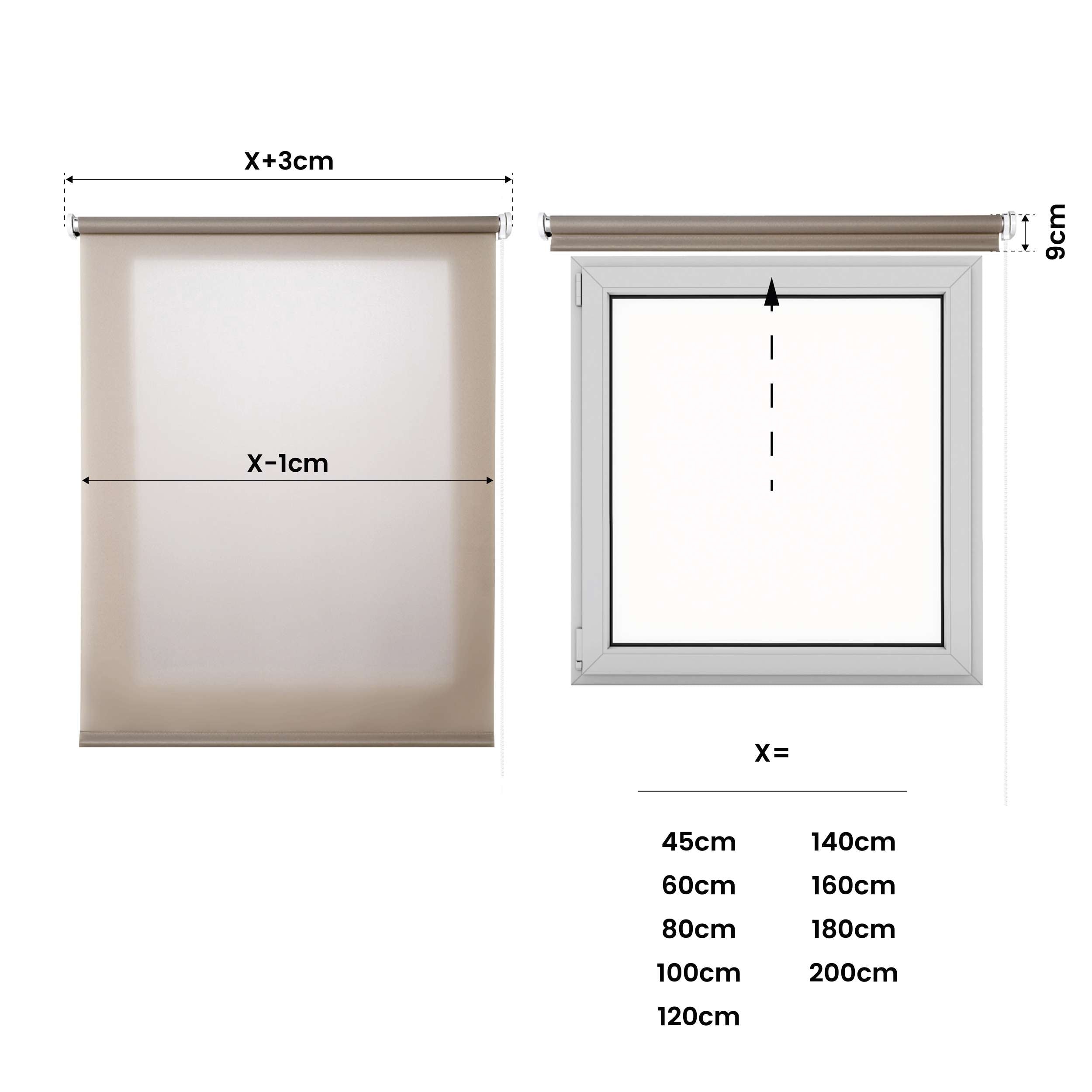 Tenda a Rullo Filtrante per finestre e porte Sabbia 120x180 cm