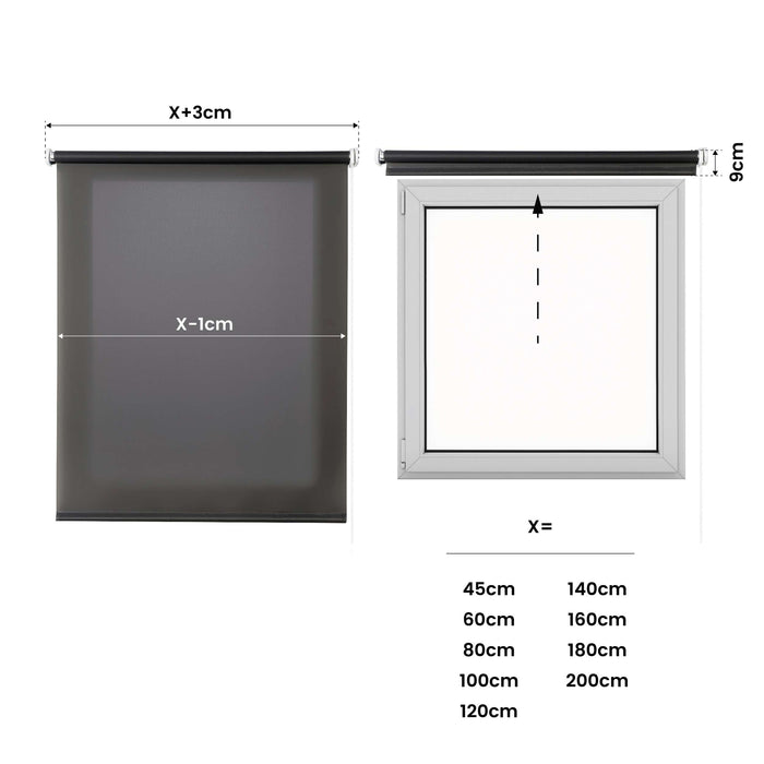 Tenda a Rullo Filtrante per finestre e porte Grigio 120x180 cm