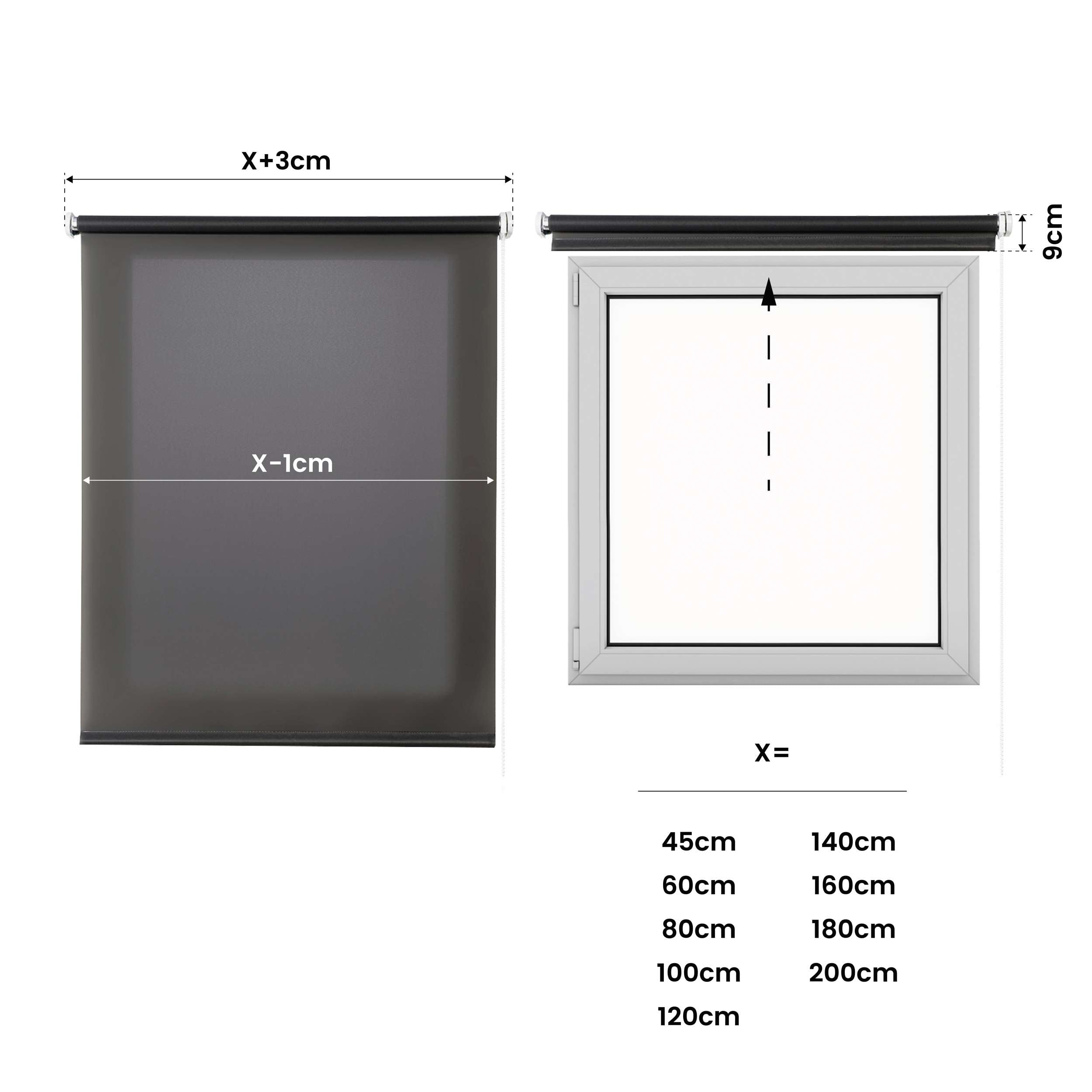 Tenda a Rullo Filtrante per finestre e porte Grigio 140x180 cm