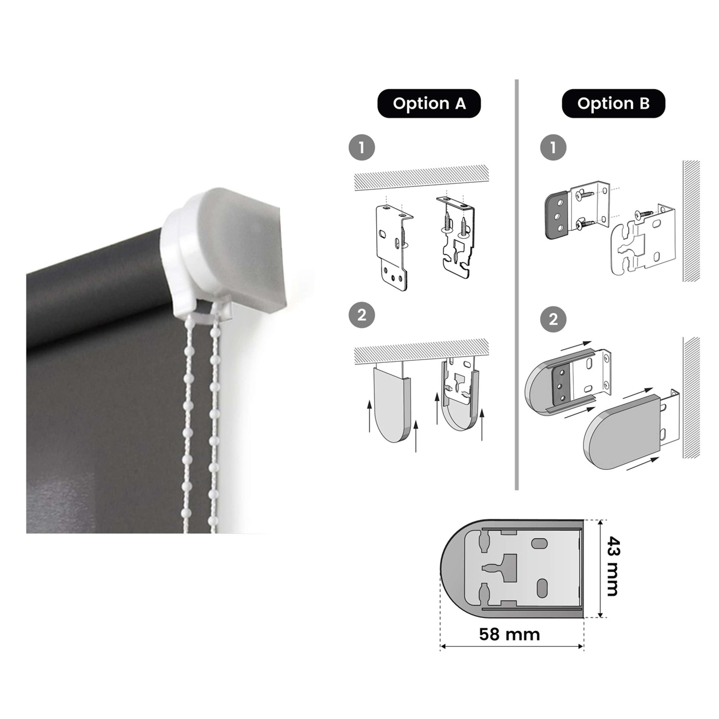 Tenda a Rullo Filtrante per finestre e porte Grigio 180x250 cm