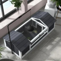 Casa per Tartarughe Terrestri all'Aperto, Gabbia per Tartarughe, 2 Tane, Supporto per Lampada Regolabile, Legno Massiccio, 120 x 56,5 x 43 cm, Grigio