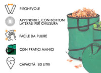 Sacco Fogliame Contenitore Per Giardinaggio Pieghevole Con Manici Rifiuti 44x53cm
