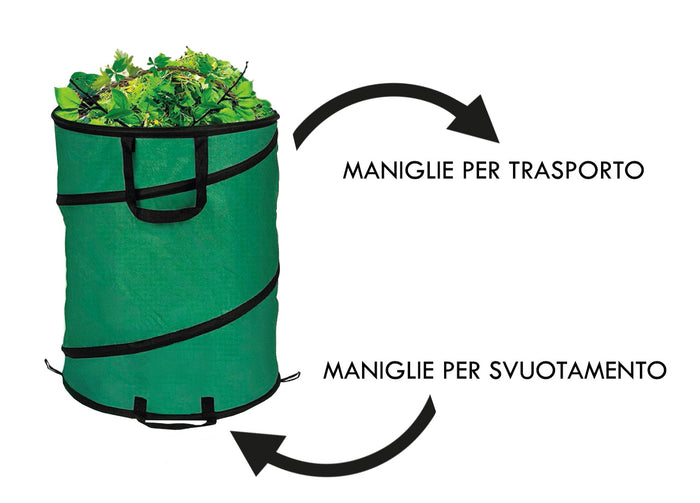 Sacco Fogliame Contenitore Per Giardinaggio Pieghevole Con Manici Rifiuti 44x53cm