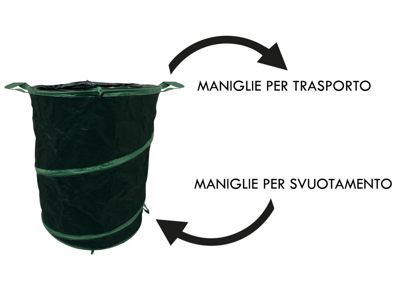 Sacco Fogliame Contenitore Per Giardinaggio Pieghevole Con Manici Rifiuti 56x70cm