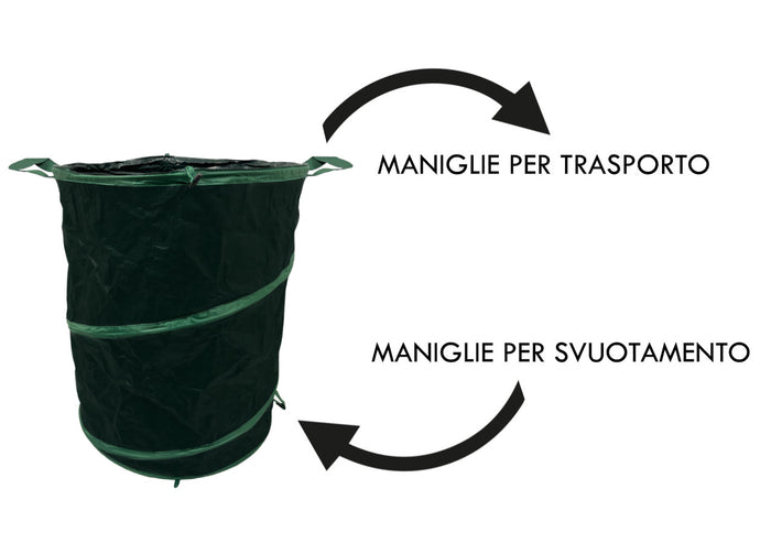 Sacco Fogliame Contenitore Per Giardinaggio Pieghevole Con Manici Rifiuti 56x70cm