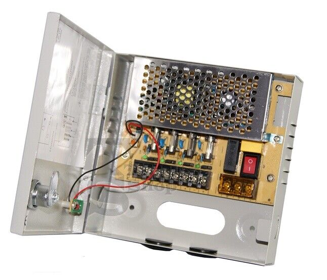 RACK BOX ALIMENTATORE STABILIZZATO 4 USCITE CANALI CENTRALINA TELECAMERA DC CCTV