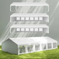 Tendone da Giardino con Pareti Removibili, in Acciaio e PP, 12x6x3.2 m, Bianco