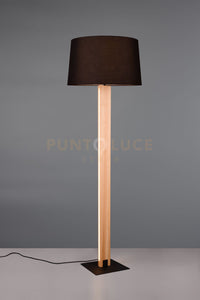 RAHUL PIANTANA TOUCH METALLO E PARALUME NERO E LEGNO CON LED H. 150CM 2 LUCI ATTACCO E27- 10W 1200lm, 3000K DIMMERABILE