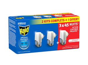 RAID Diffusore Antizanzare Elettrico con 3 Ricariche Protezione Inodore fino a 135 Notti Ideale per Bambini e Camere da Letto Efficace contro Zanzare Comuni e Tigre