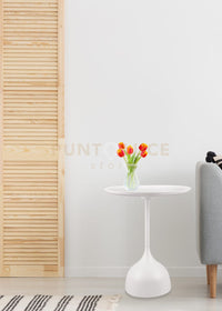 RAMONA TAVOLINO METALLO BIANCO BASE SOTTILE 48,5X59,5CM