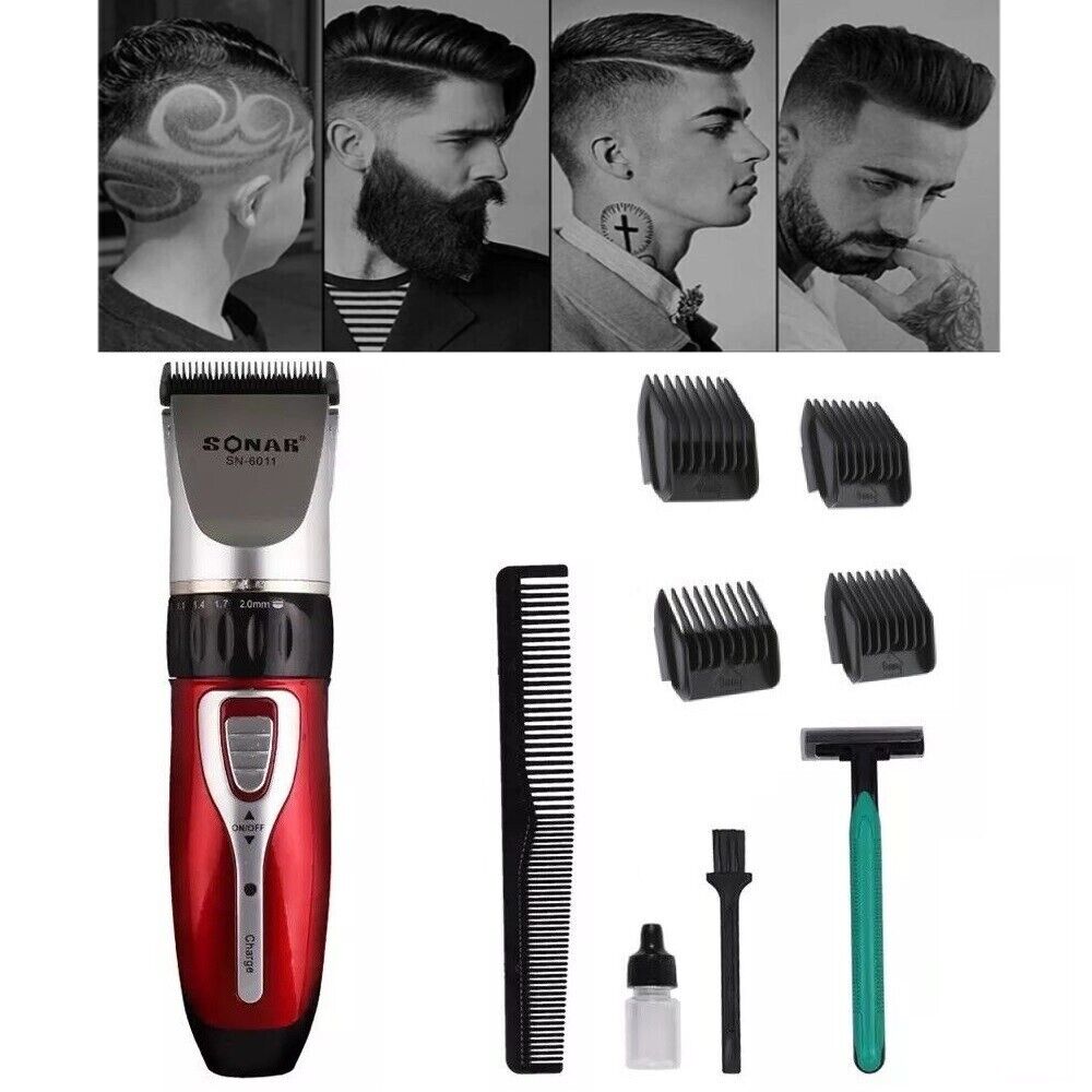 RASOIO ELETTRICO REGOLA BARBA TAGLIA CAPELLI BATTERIA RICARICABILE 4PETTINI 6011