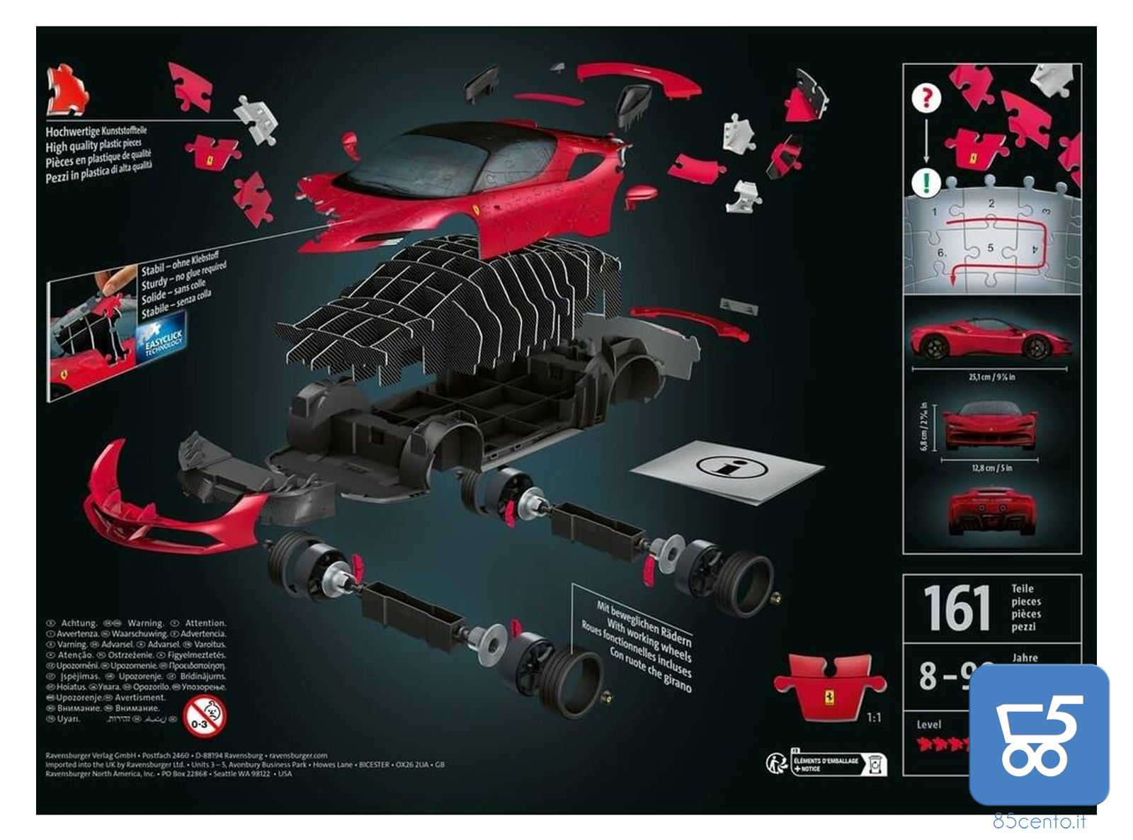 RAVENSBURGER PUZZLE 3D Ferrari SF90 Stradale 11576 161 Pezzi 8-99 anni