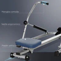 Vogatore Pieghevole, 4 Livelli di Resistenza e Display, Acciaio e ABS, 129x70x70 cm