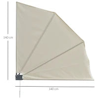Tenda Frangivista a Ventaglio Salvaspazio e Richiudibile in Alluminio e Poliestere, 140x10x140cm Bianco Crema